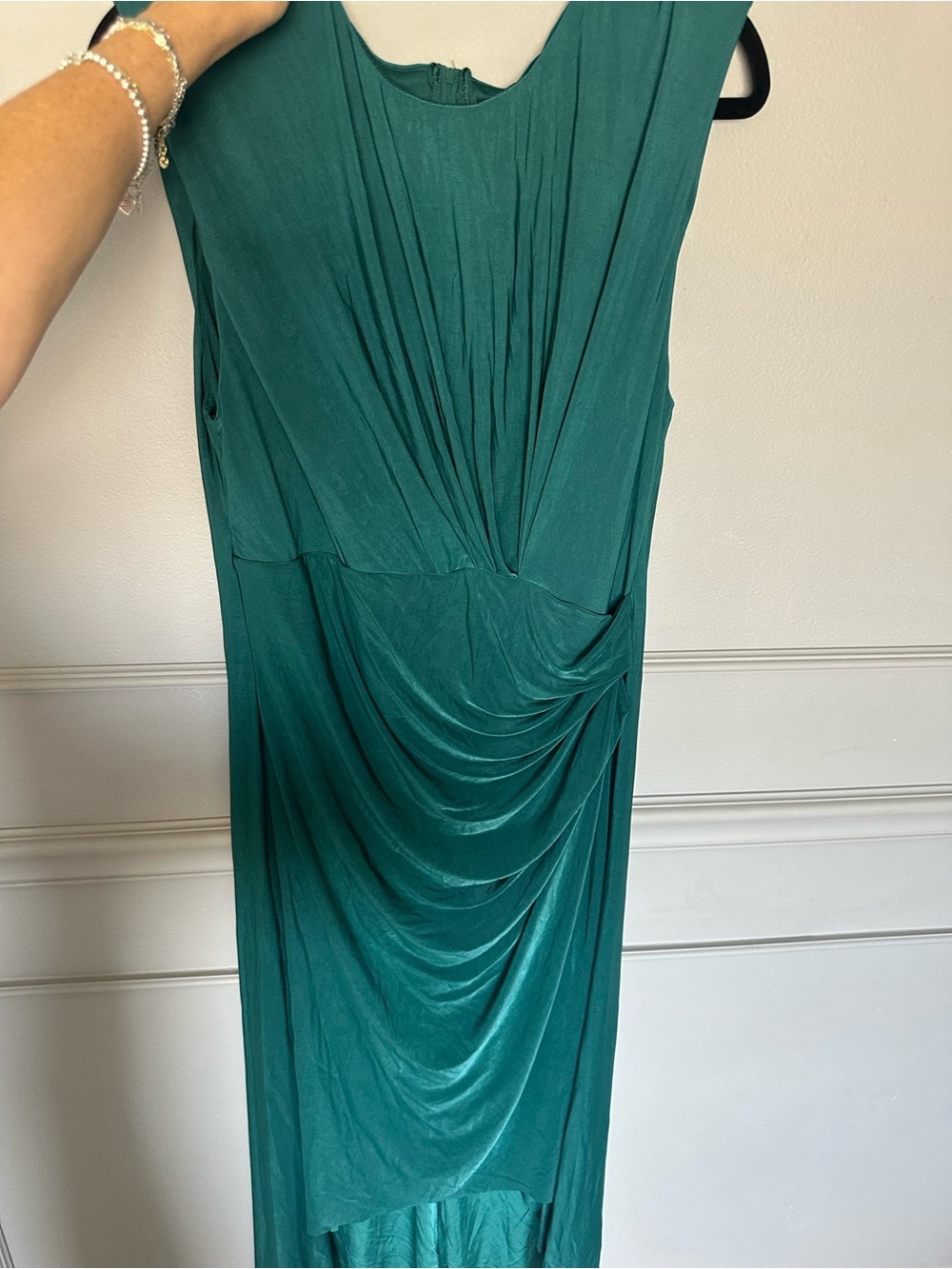 Premier Teal High-Low Draped Sleeveless Dress